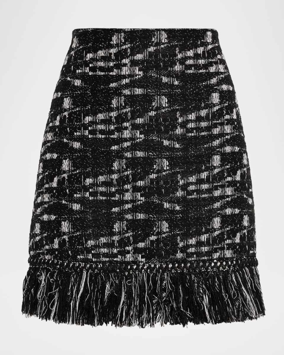 Khan Fringe-Hem Melange Mini Skirt